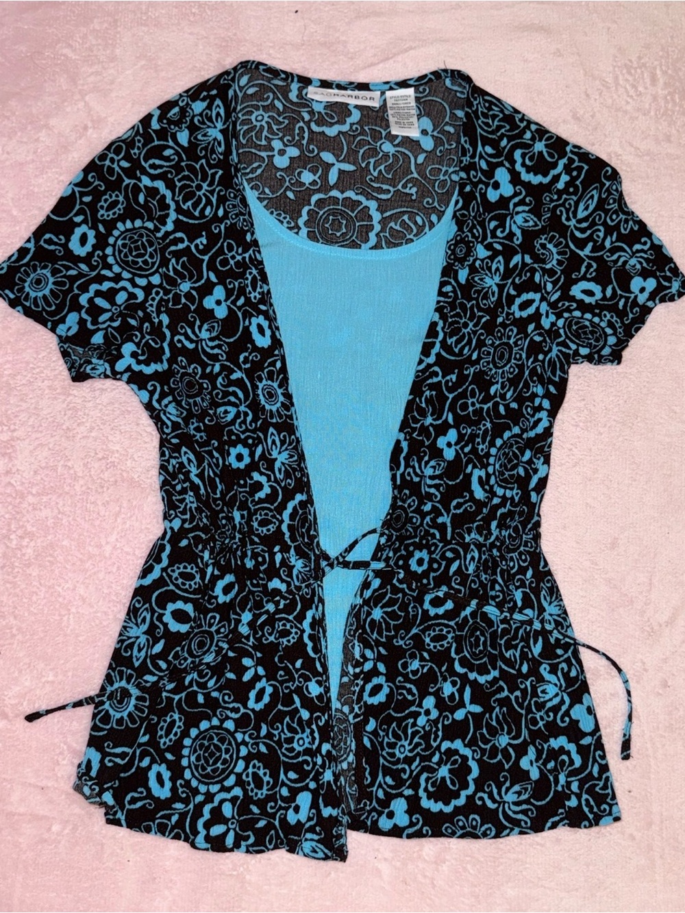 🩵Vintage Sag Harbor Blue Floral Layered Top Y2K🩵